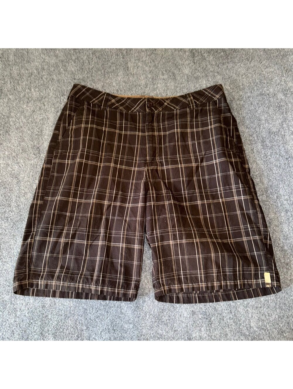 O’Neill Brown Pinstripe Surf Baggy Chino Shorts Mens 38 2XL Vtg y2k 90s Rare